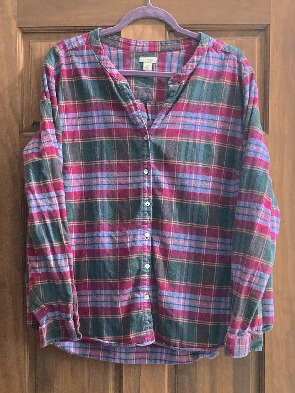 Casual L.L. Bean LS Button-up Plaid Cotton Flannel 2X